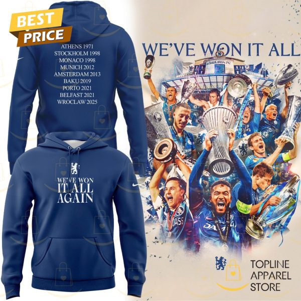 Chelsea We ve Won It All Again Hoodie – Blue