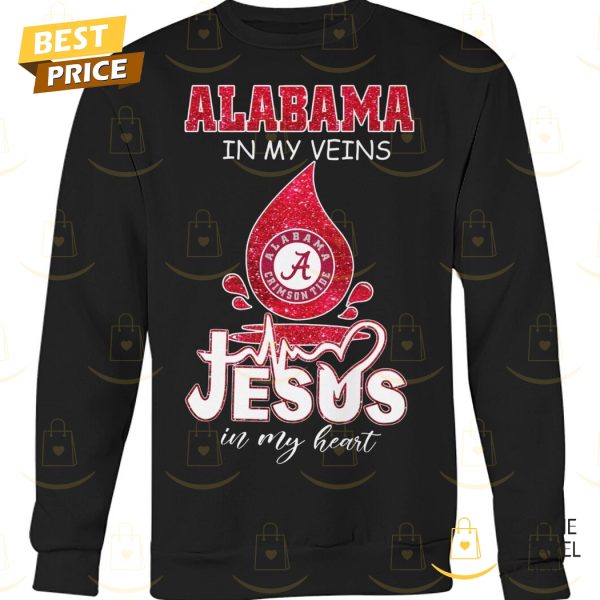 Alabama Crimson Tide In My Veins Jesus In My Heart Unisex T-Shirt