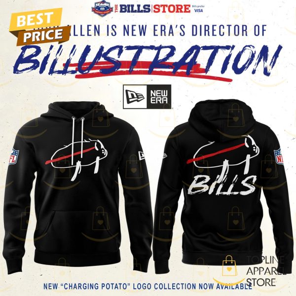 Buffalo Bills Josh Allen Is New Era Director Of Billustration Charging Potato Hoodie – Black