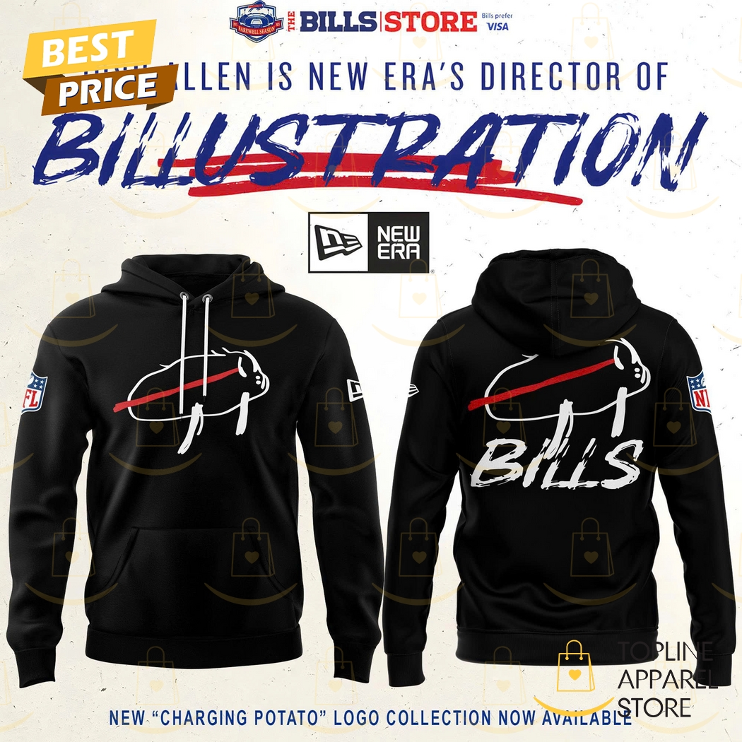 Buffalo Bills Josh Allen Is New Era Director Of Billustration Charging Potato Hoodie - Black Buffalo Bills Josh Allen Is New Era Director Of Billustration Charging Potato Hoodie - Black