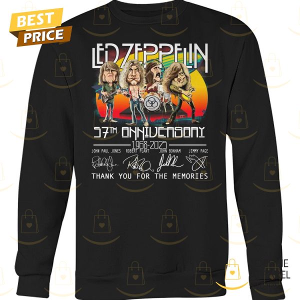 Led Zeppelin 57th Anniversary 1968-2025 Signaturr Thank You For The Memories Unisex T-Shirt