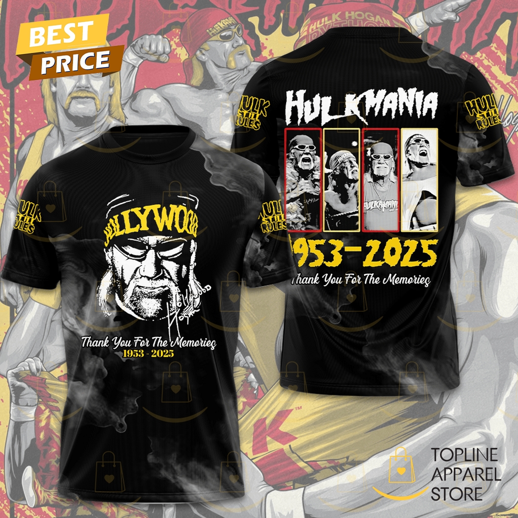 Hulk Hogan 1953-2025 Thank You For The Memories Signature 3D T-Shirt Hulk Hogan 1953-2025 Thank You For The Memories Signature 3D T-Shirt