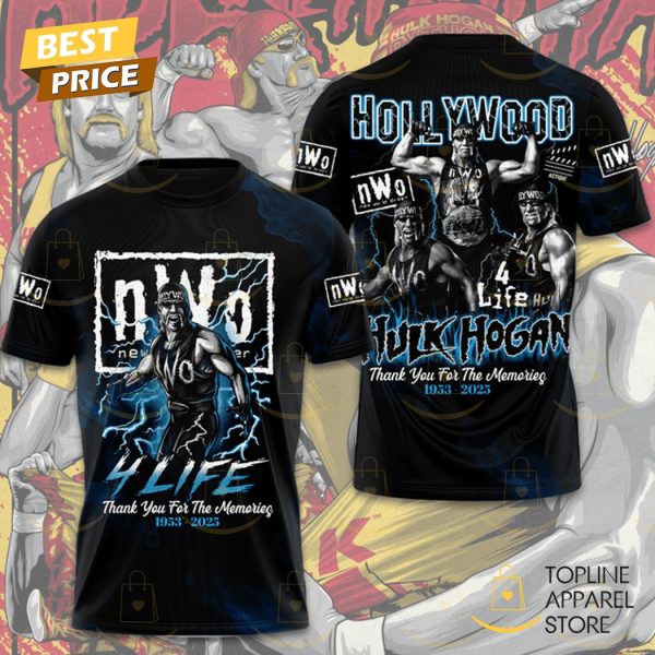 Hulk Hogan Hollywood NWO 1953-2025 Thank You For The Memories Signature 3D T-Shirt