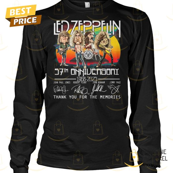Led Zeppelin 57th Anniversary 1968-2025 Signaturr Thank You For The Memories Unisex T-Shirt