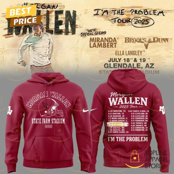 Morgan Wallen x Arizona Cardinals 2025 Im The Froblem Tour Hoodie