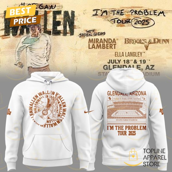 Morgan Wallen x Arizona Cardinals Im The Problem Tour 2025 Hoodie – White