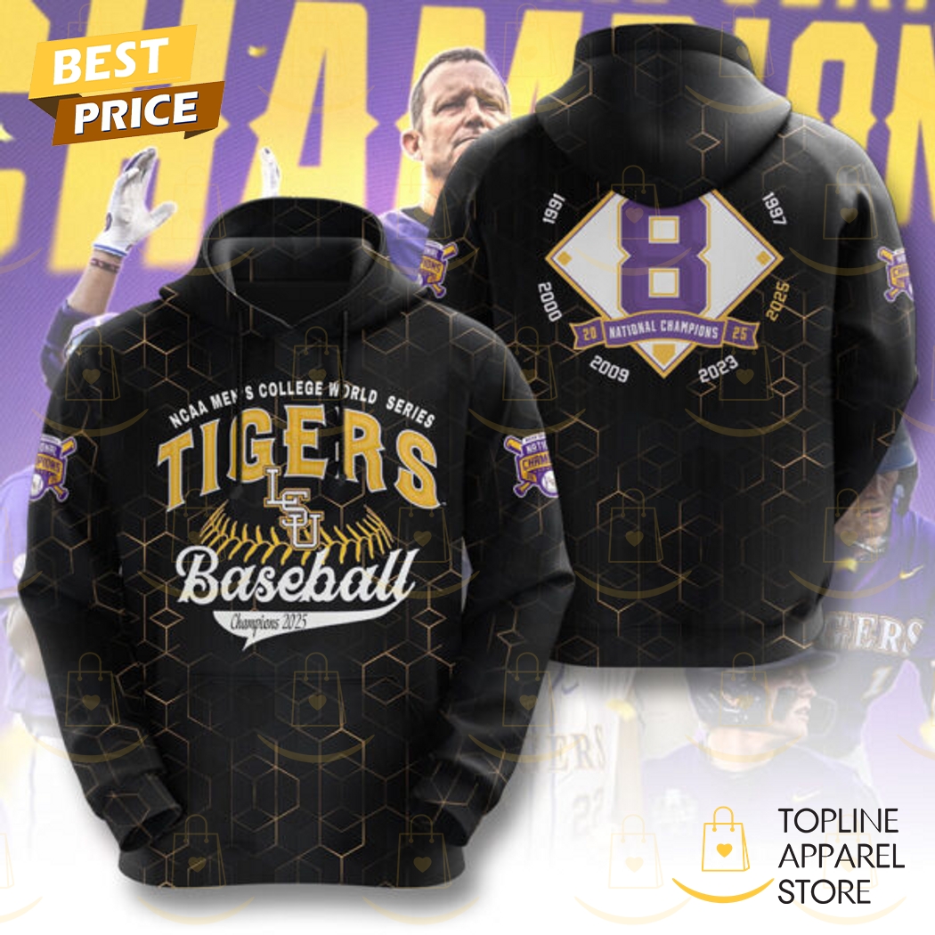 NCAA Mens College World Series LSU Tigers Baseball Champions 2025 Hoodie NCAA Mens College World Series LSU Tigers Baseball Champions 2025 Hoodie