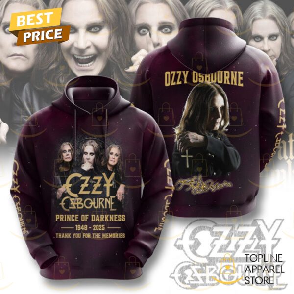 Ozzy Osbourne Prince Of Darkness 1948-2025 Thank You For The Memories Signature Hoodie