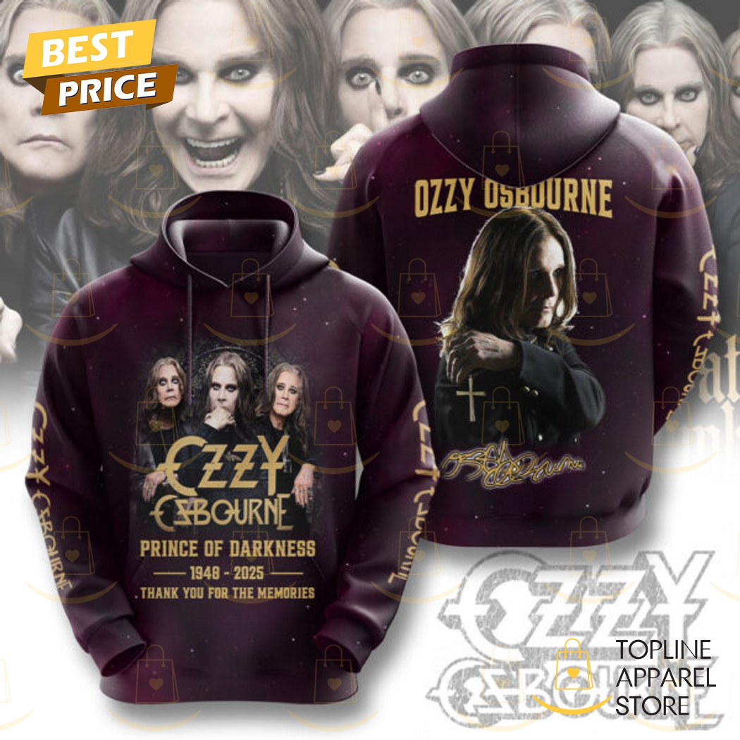 Ozzy Osbourne Prince Of Darkness 1948-2025 Thank You For The Memories Signature Hoodie Ozzy Osbourne Prince Of Darkness 1948-2025 Thank You For The Memories Signature Hoodie