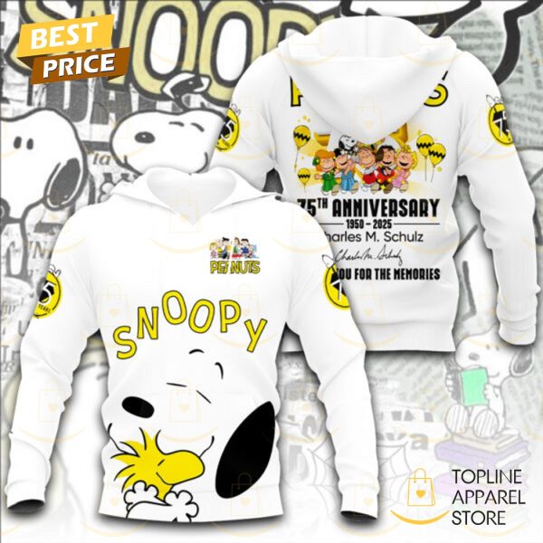 Peanuts 75th Anniversary 1950-2025 Charles M.Schulz Signature Thank You For The Memories Hoodie