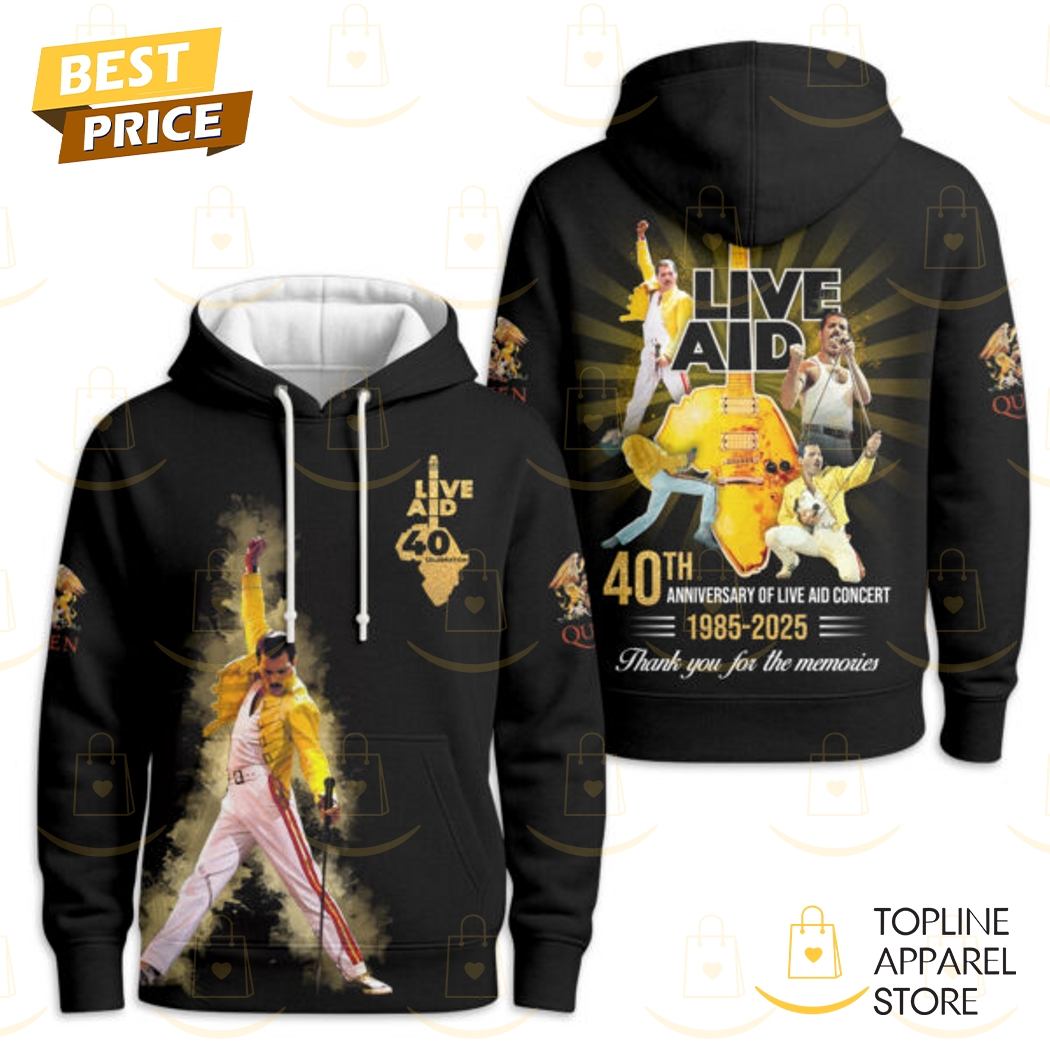 Queens 40th Anniversary Of Live And Concert 1985-2025 Thank You For The Memories Hoodie Queens 40th Anniversary Of Live And Concert 1985-2025 Thank You For The Memories Hoodie