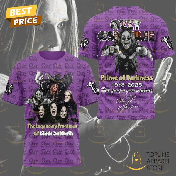 The Legendary Frontman Of Black Sabbath Ozzy Osbourne Prince Of Darkness 1948-2025 Thank You For The Memories Signature 3D T-Shirt