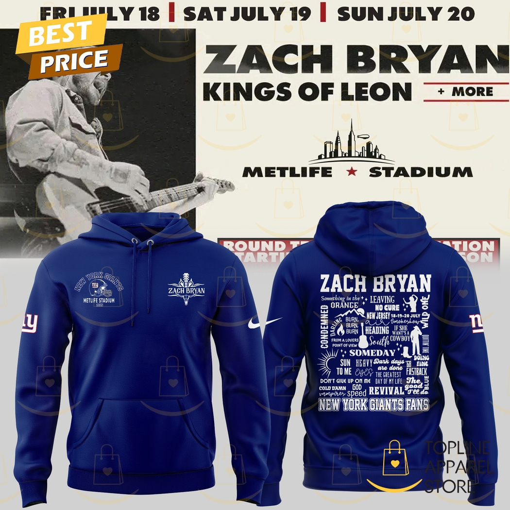 Zach Bryan x New York Giants Kings Of Leon 2025 Hoodie Zach Bryan x New York Giants Kings Of Leon 2025 Hoodie