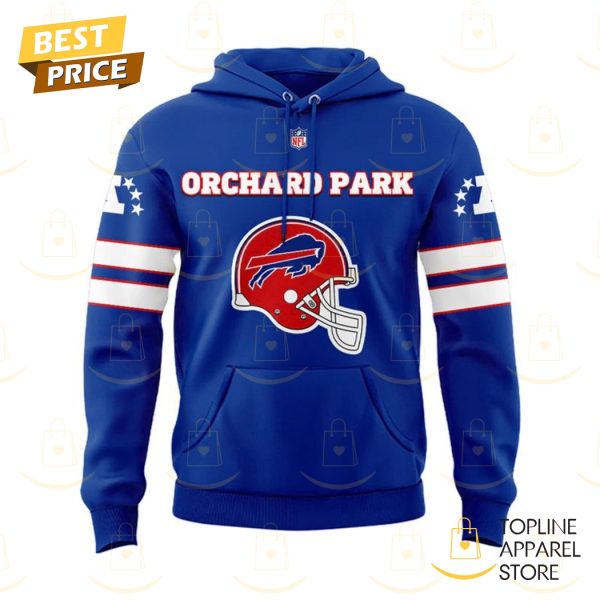 2025 Buffalo Bills Red Helmets Back Orchard Park Hoodie – Blue