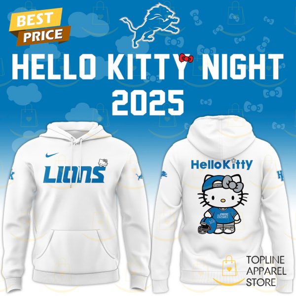 Detroit Lions Cat 2025 White Hoodie