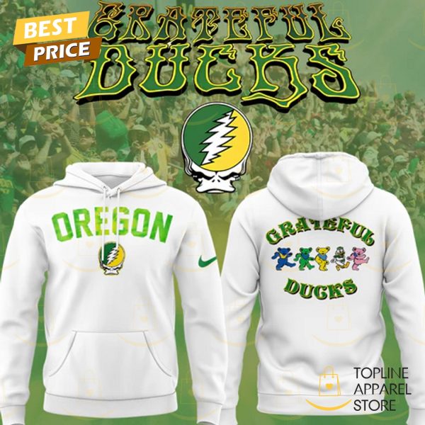 Oregon Ducks Football Grateful Ducks 2025 White Hoodie