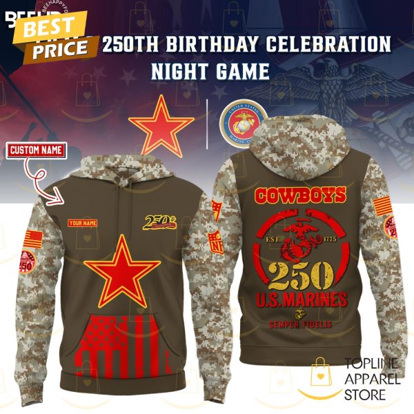 Personalized Dallas Cowboys US Marine Corps 250th Anniversary 2025 Hoodie