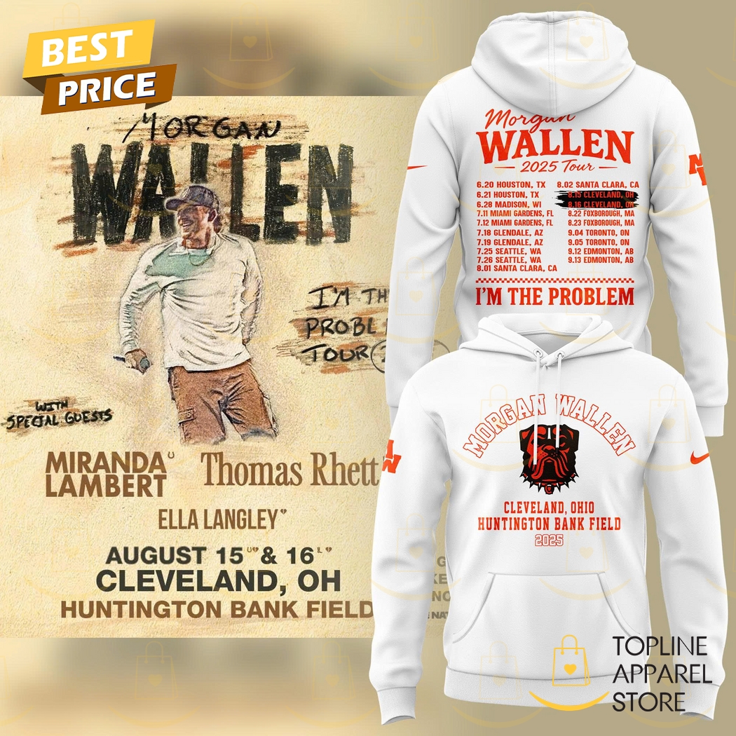 Wallen x Cleveland Browns Im The Problem 2025 Tour Hoodie - White Wallen x Cleveland Browns Im The Problem 2025 Tour Hoodie - White