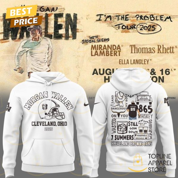 Wallen x Cleveland Browns Im The Problem Tour 2025 Hoodie – White