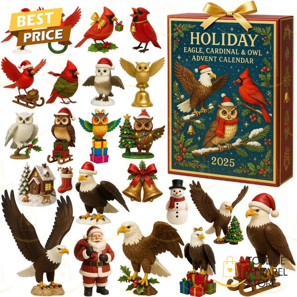 Holiday Eagle, Cardinal & Owl Advent Calendar