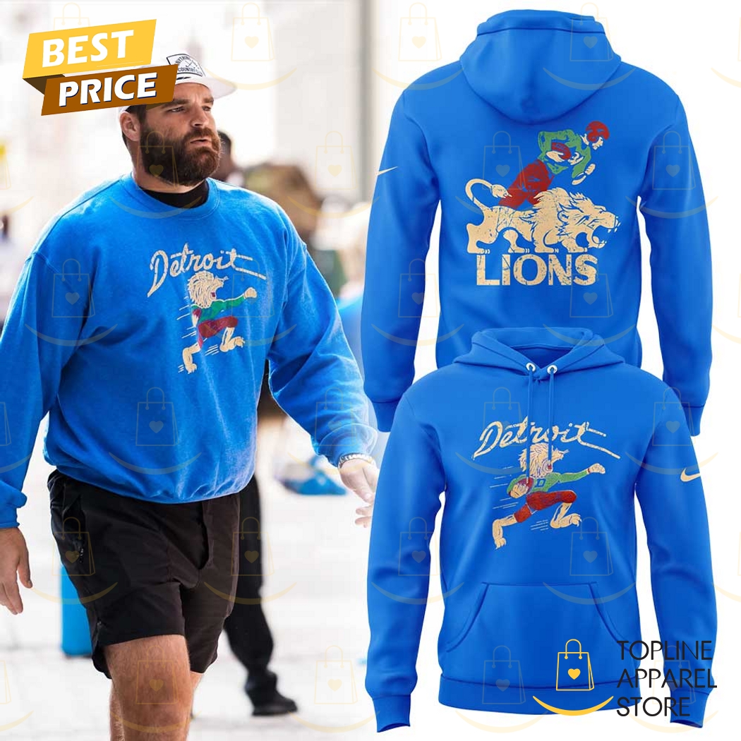 Detroit Lions 50s Retro Mascot Royal Blue Design Hoodie Detroit Lions 50s Retro Mascot Royal Blue Design Hoodie