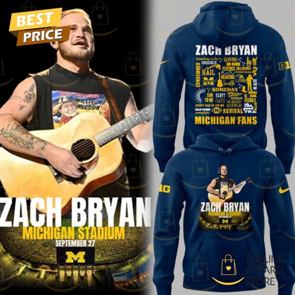 Michigan Zach The Quittin Time Tour 2025 Michigan Fan Hoodie – Blue