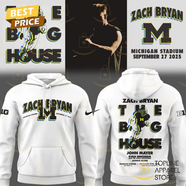 Michigan Zach The Quittin Time Tour 2025 Michigan Stadium Hoodie – White