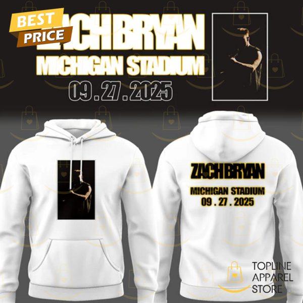 Zach The Quittin Time Tour 2025 Michigan Stadium White Hoodie