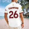 Arsenal FC Premier League Champions 2025/26 Commemorative White Short Sleeve Button-Down Hawaiian Shirt