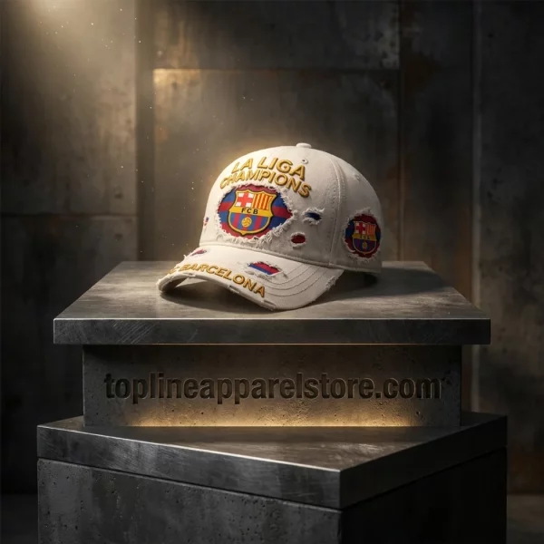 FC Barcelona La Liga Champions Distressed Premium Embroidered Dad Hat