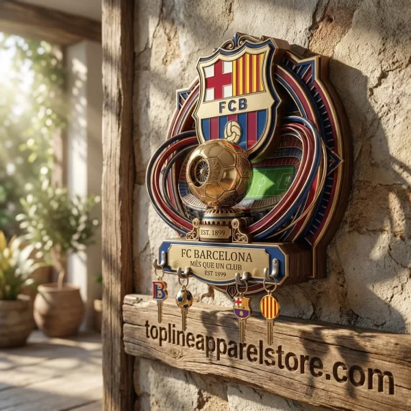 FC Barcelona Premium 3D Layered Stadium Crest Wall Mounted Key Holder