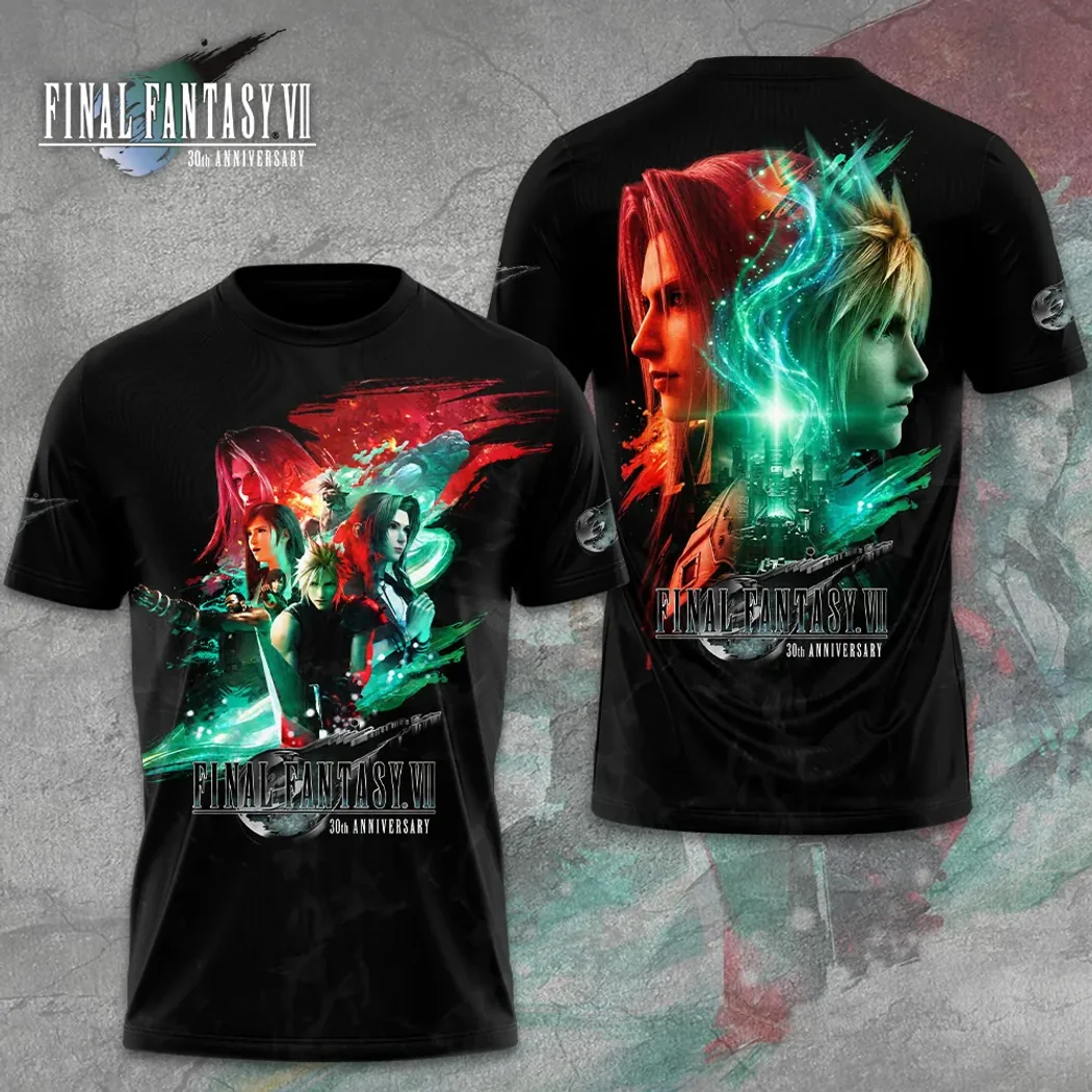 Final Fantasy VII 30th Anniversary Commemorative All-Over Print T-Shirt Final Fantasy VII 30th Anniversary Commemorative All-Over Print T-Shirt