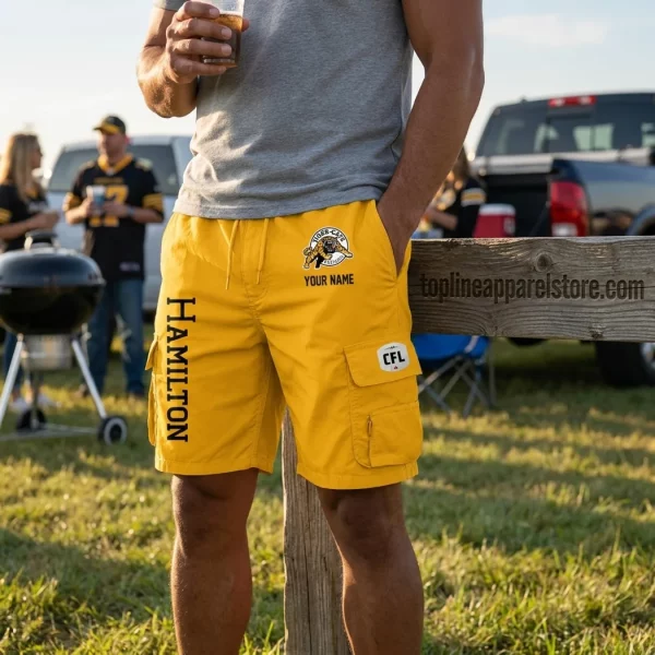 Hamilton Tiger-Cats CFL Personalized Custom Name Yellow Men’s Cargo Shorts