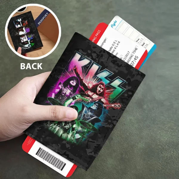 KISS Rock Band Classic Logo and Signatures Premium Leather Passport Cover