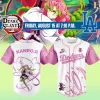 la dodgers demon slayer mitsuri kanroji pink crossover baseball jersey official design 03 toplineapparelstore.webp