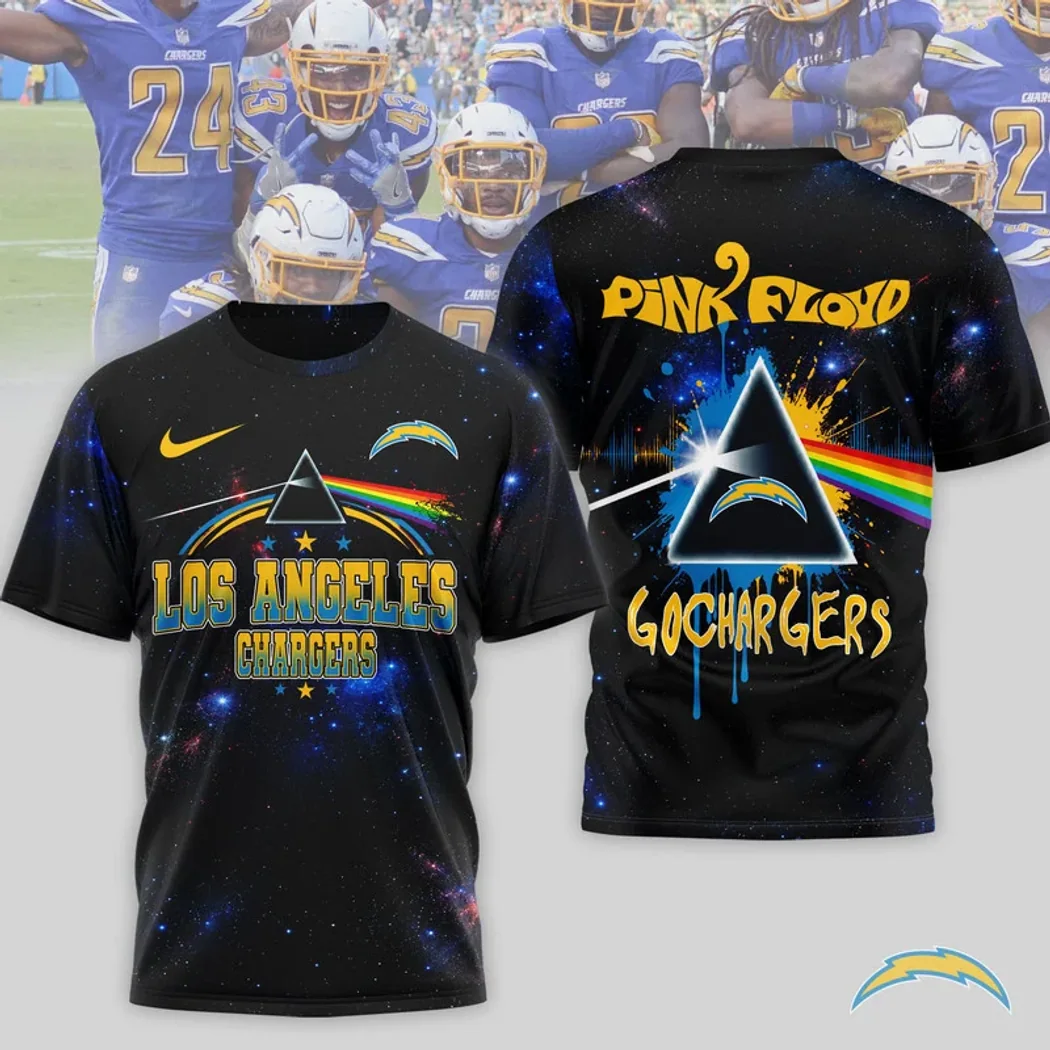 Los Angeles Chargers Pink Floyd 3D Galaxy NFL T-Shirt Los Angeles Chargers Pink Floyd 3D Galaxy NFL T-Shirt