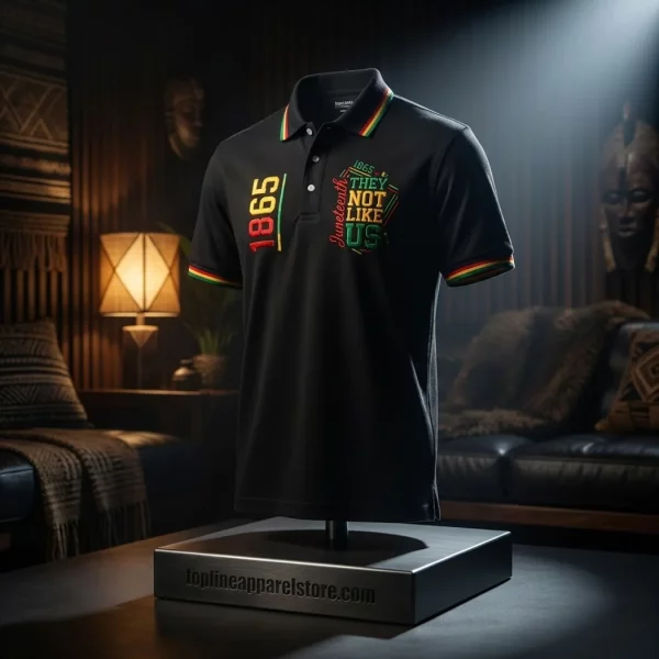 Men’s Juneteenth They Not Like Us Since 1865 Pan-African Graphic Polo Shirt