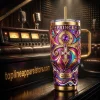 Prince Tribute Love Symbol Music Is Medicine Purple Rain Luxury Insulated 40oz Tumbler with Handle