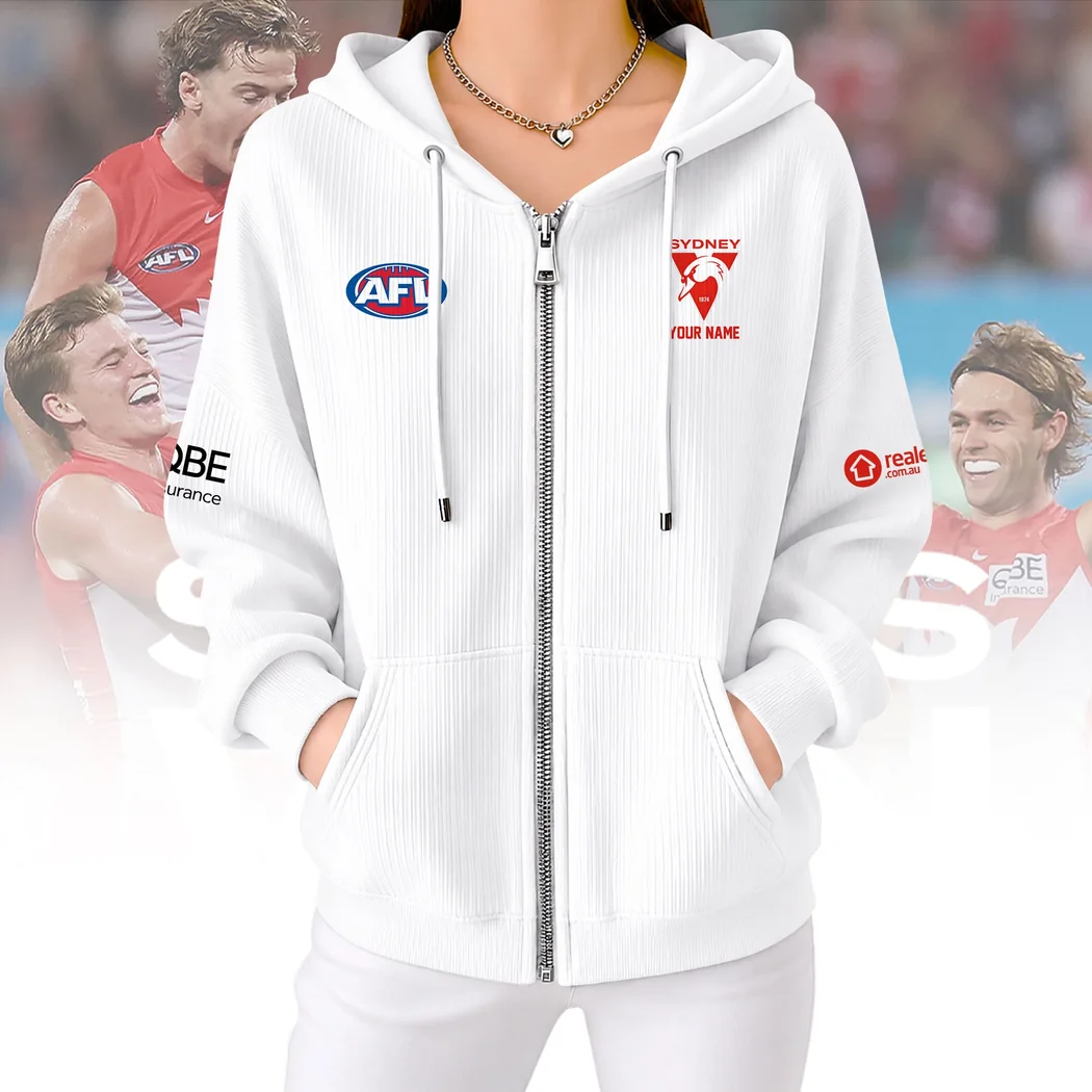 Sydney Swans AFL Personalized Red White Full-Zip Women’s Hoodie Sydney Swans AFL Personalized Red White Full-Zip Women’s Hoodie