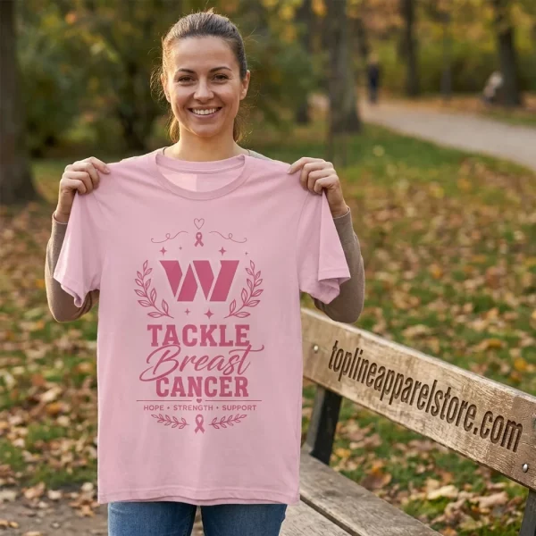 Washington Commanders NFL Breast Cancer Awareness Pink All-Over Print Tackle Cancer T-Shirt