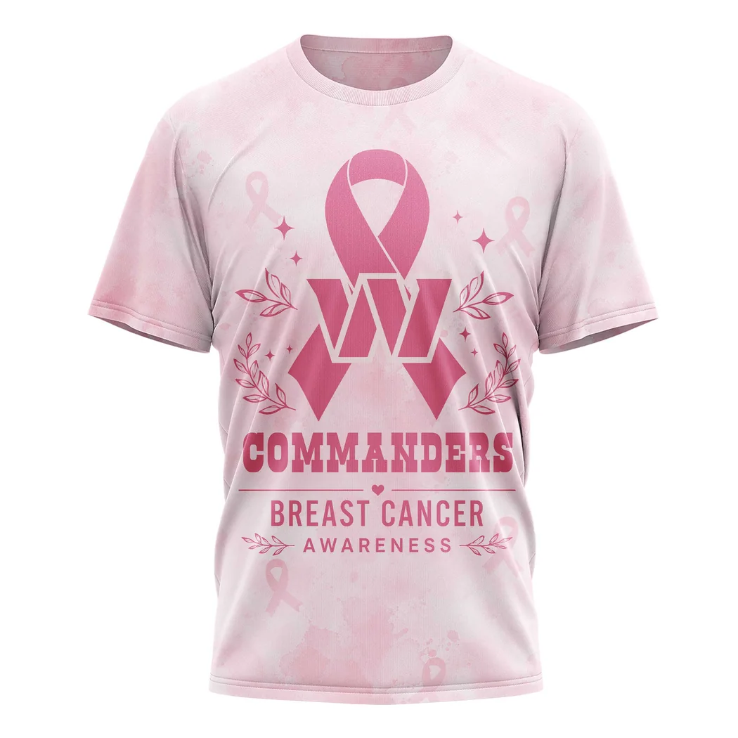 Washington Commanders NFL Breast Cancer Awareness Pink All-Over Print Tackle Cancer T-Shirt Washington Commanders NFL Breast Cancer Awareness Pink All-Over Print Tackle Cancer T-Shirt