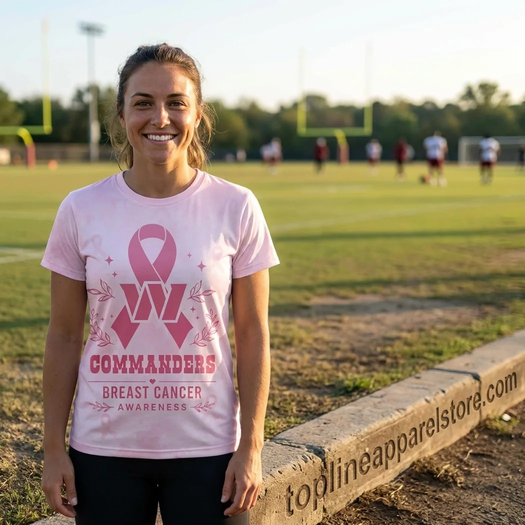 Washington Commanders NFL Breast Cancer Awareness Pink All-Over Print Tackle Cancer T-Shirt Washington Commanders NFL Breast Cancer Awareness Pink All-Over Print Tackle Cancer T-Shirt