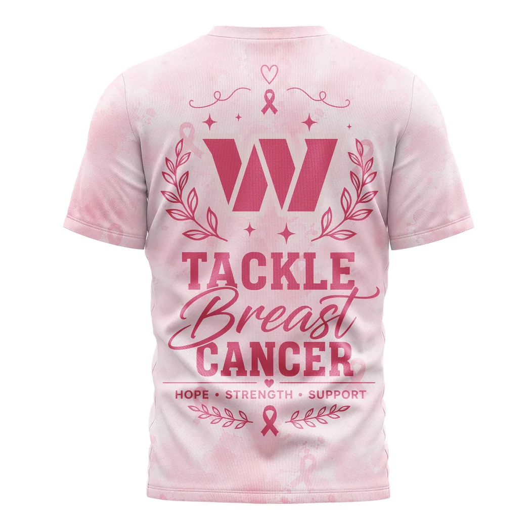 Washington Commanders NFL Breast Cancer Awareness Pink All-Over Print Tackle Cancer T-Shirt Washington Commanders NFL Breast Cancer Awareness Pink All-Over Print Tackle Cancer T-Shirt