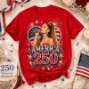 Ariana Grande I Love America Too 250 Years of Freedom Patriotic Red Graphic T-Shirt