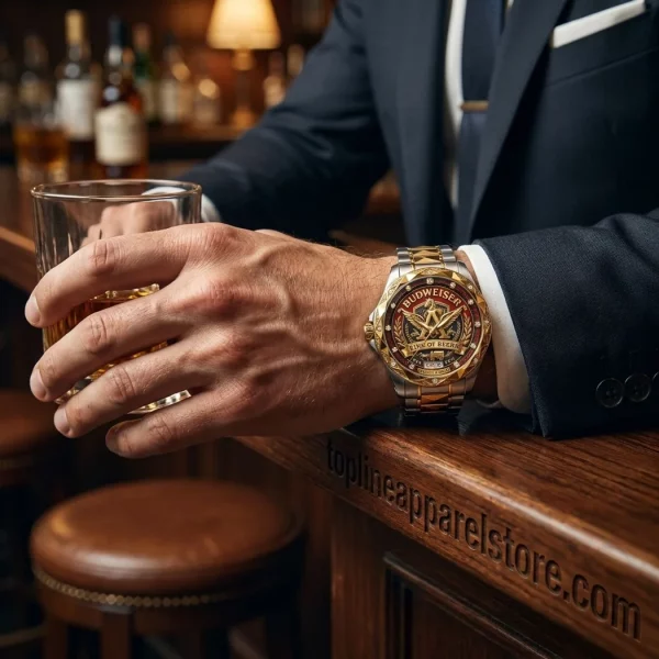 Budweiser King of Beers Est 1876 Limited Edition Two-Tone Gold Luxury Stainless Steel Watch