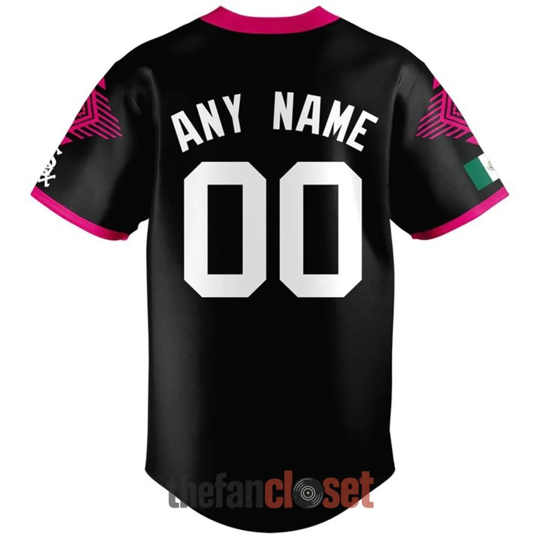 Chicago White Sox Mexican Heritage Night Personalized Black Pink Aztec Pattern Baseball Jersey Chicago White Sox Mexican Heritage Night Personalized Black Pink Aztec Pattern Baseball Jersey