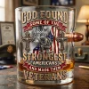 God Found Some of the Strongest Americans and Made Them Veterans Personalized Patriotic Military Gift Bullet Whiskey Glass