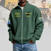Hurricanes Rugby Personalized 30 Years Anniversary Yellow Waffle Knit Full-Zip Zipper Sweater