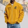 Hurricanes Rugby Personalized 30 Years Anniversary Yellow Waffle Knit Full-Zip Zipper Sweater