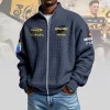 Hurricanes Rugby Personalized 30 Years Anniversary Yellow Waffle Knit Full-Zip Zipper Sweater